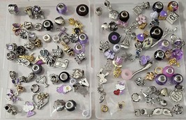 Huge Lot Purple Beads and Charms 100 + pieces  You Get What is Shown In Pics - £7.66 GBP