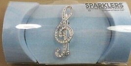 Midwest-CBK  Silver and Clear Austrian Crystal Treble Clef Pin Jewelry - £7.46 GBP