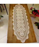 Beige Handmade Crochet Doilies Cotton Table Runner Lace Doilies Doily Ov... - $24.00