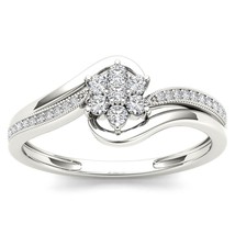 10K White Gold 0.25 Ct Diamond Flower Bypass Engagement Ring - $299.99