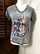 Marvel Comics Womens Avengers T-Shirt Gray Short Sleeve Raglan V Neck Burnout S - £11.18 GBP