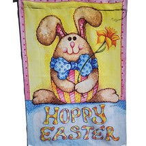 HOPPY HAPPY EASTER Bunny Egg Basket Double Sided Cloth Garden Flag Diane... - $256.04 MXN