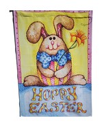 HOPPY HAPPY EASTER Bunny Egg Basket Double Sided Cloth Garden Flag Diane... - $256.04 MXN