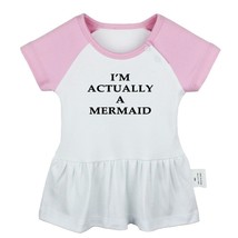 I&#39;m Actually A Mermaid Newborn Baby Dress Toddler Infant 100% Cotton Clo... - £10.28 GBP