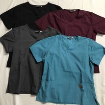 Landau Medical Scrub Tops X 5 Adult V-neck Nursing Uniform Shirt Pockets Size M - £22.41 GBP