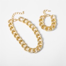 Hip Hop Exaggerated Cuban Big Chunky Chain Necklace &amp; Pendant Bracelet NE+BA Ste - £18.86 GBP