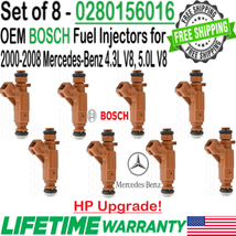 8Pcs OEM Bosch HP Upgrade Fuel Injectors For 2002-08 Mercedes-Benz G500 5.0L V8 - £147.76 GBP