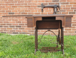 Antique Montgomery Ward Brunswick Treadle Sewing Machine Folding Table R... - $395.99