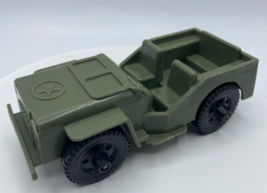 Vintage Army Jeep Tim Mee Toys Green Plastic Truck 5&quot; Military Vehicle U.S.A. - £7.60 GBP