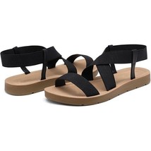 DREAM PAIRS Women&#39;s Elastic Ankle Strap Summer Flat Sandals Size 10 - £21.30 GBP
