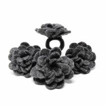 Global Crafts Handmade Felt Napkin Rings Set from Nepal, 4-Pack, Cream Zinnias - £21.81 GBP