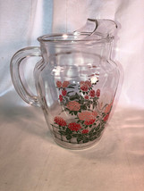 Carnation Decorated 9 Inch Pitcher With Ice Lip Depression Glass Mint - $19.99