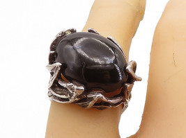 925 Sterling Silver - Vintage Black Onyx Floral Cocktail Ring Sz 6.5 - RG7238 - £38.20 GBP