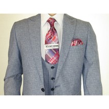 Men 3pc European Vested Suit WESSI  JVALINTIN Slim Fit JV22 Sky Blue One Button image 4