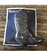 Vintage Punched Tin Western Cowboy Boot With Spur Pin Brooch Still On Th... - £6.20 GBP