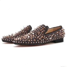 Merlutti Rose Gold Rhinestones Spiked Rivets Flat - £155.70 GBP+