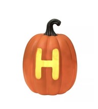 Monogrammed Letter H LED Lighted Pumpkin Halloween Thanksgiving Decoration - £10.21 GBP