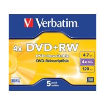 Verbatim 43229 DVD+RW 4x Disc in Non Print Jewel Case (Pack of 5)  - $64.00