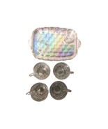 Vtg Federal Glass Co Set 4 Dish/Tray &amp; 4 Cup Clear Iridescent EUC Stunni... - $45.17 CAD