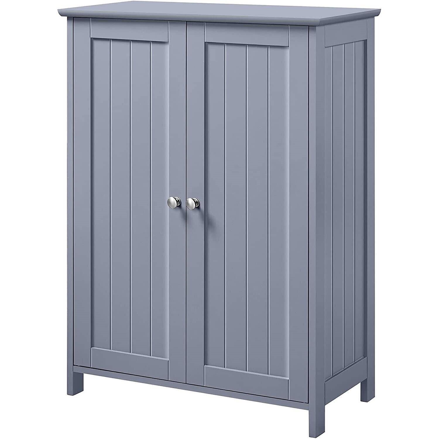 Primary image for Gray Wood 2-Door Freestanding Bathroom Floor Cabinet Kitchen Storage Cupboard