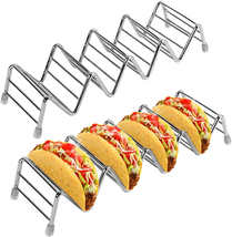 Taco Holders Set of 2,Stainless Steel Taco Shell Holder Stand,Taco Tray Plates f - £22.99 GBP