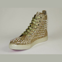 Mens High Top Shoes By FIESSO AURELIO GARCIA ,Spikes Rhine stones 2409 Gold image 4