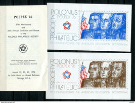 POLPEX 1976 US Bicentennial 2 imperf. Sheets Mint 11296 - £7.93 GBP