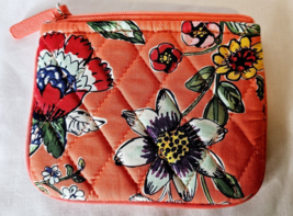 Vera Bradley Zipper Coin Purse Wallet Coral Floral Orange Flowered 2018 Retired - £11.59 GBP