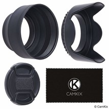 72Mm Set Of 2 Camera Lens Hoods And 1 Lens Cap - Rubber (Collapsible) + ... - £16.51 GBP
