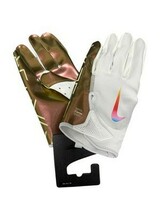 Nike Vapor Jet 7.0 Football Receiver Gloves White Gold Iridescent Size L - $546.73 MXN