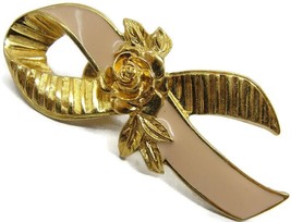 Breast Cancer Awareness Lapel Pin Brooch Pink Ribbon Vintage Avon - £13.21 GBP