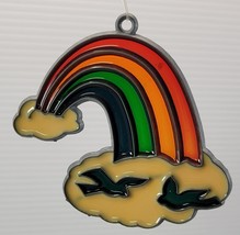 MM) Vintage Suncatcher Stained Acrylic Glass Rainbow Birds Hanging Ornament - £7.87 GBP