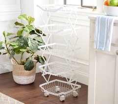 Home 365 5-Tier Collapsible All-Purpose Rack w/ Wheels in White - £152.54 GBP