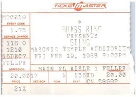 Vintage Sting Concert Ticket Stub February 19 1988 Detroit Michigan-
sho... - $43.33