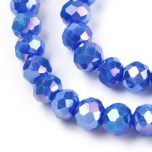 Z  Electroplate Glass Beads 10 Str opaque Blue AB Faceted 4x3mm rondelle R71 - $11.39