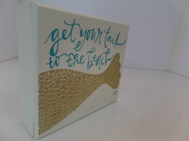 Collins &quot;Get Your Tail To The Beach&quot; Mermaid Tail Glitter Wood Shadow Box 5&quot; X 4 - £11.90 GBP
