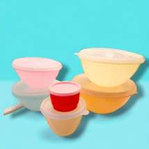 Vintage Tupperware Pastel Nesting Bowls With Lids 233, 234, 235, 236 - £32.08 GBP