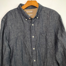 Banana Republic Linen Shirt L Blue Tailored Slim Fit Long Sleeve Button ... - £23.63 GBP
