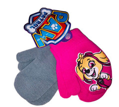 Childs Paw Patrol Winter Pink and Gray Mittens Set Of 2 Pairs Girls Nickelodeon - £7.07 GBP