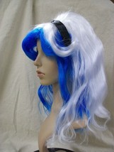 2 Tone Blue White Alice Wig Headband Ribbon Edgy in Wonderland Wicked Fairy tale - £11.75 GBP