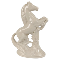 Vintage Art Nouveau 10&quot; Cream Milk Glaze Rearing Horse Porcelain Figurine Statue - £41.87 GBP