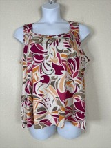 Croft &amp; Barrow Womens Plus Size 2X Colorful Floral Scoop Knit Top Sleeveless - £12.30 GBP