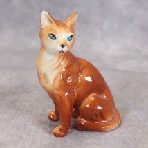 Vintage Orange &amp; White Kitten Figurine Bone China 3&quot; Blue Eyes Pink Tongue - £11.54 GBP