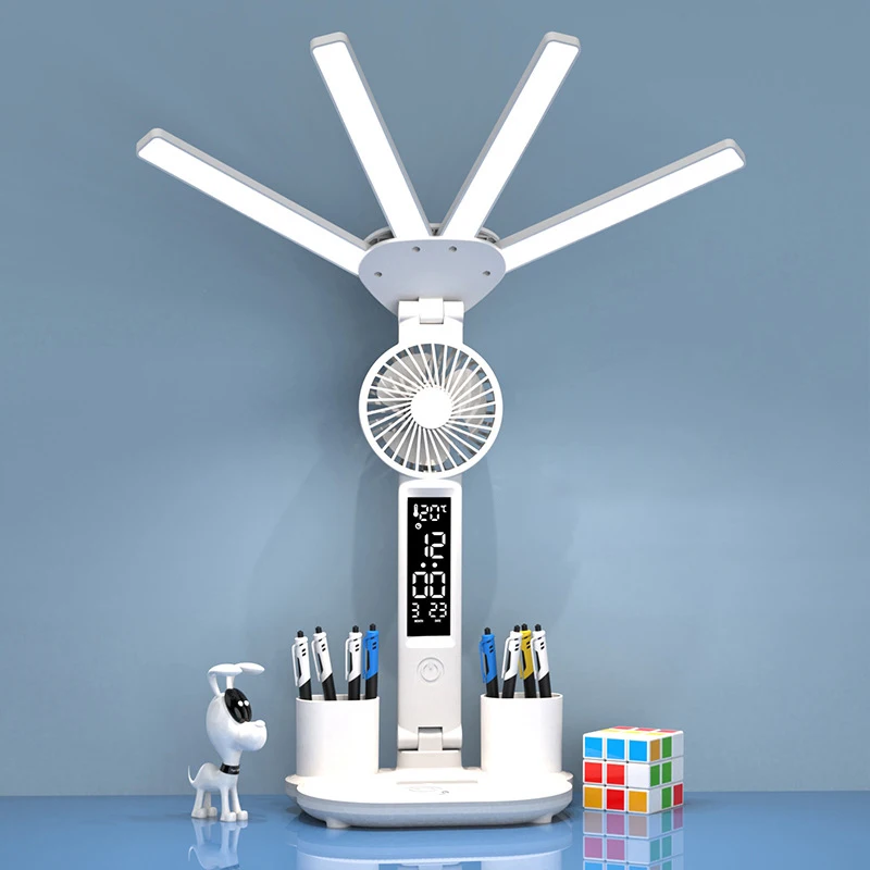 Rgeable table lamp for study desk lamp reading light led table light with fan led clock thumb200