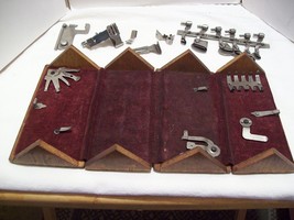 Vintage Sewing Wooden Folding Puzzle Box with Singer numbered parts accessories - £39.56 GBP