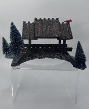 Vintage LEMAX wooden Bridge Red Cardinal Snow Covered Trees 2001  - $18.61