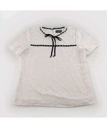 Karl Lagerfeld Paris Womens Lace Top Sz M White Black Pearl Trim Bow Blouse - €22,91 EUR