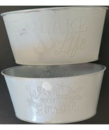 Window Planters Embossed ‘Lake Life’ or ‘Wish Upon a Starfish’ Oval Galv... - £3.15 GBP