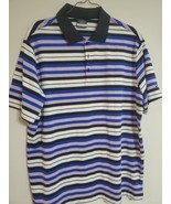 Nike Golf Dri-Fit Polo, Men&#39;s XL, Blue/Pink/Black/White Stripes - $33.24