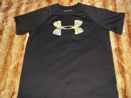 Boys UNDER ARMOUR Short Sleeve T-Shirt, Black w/ Big Logo, YLG Large - $13.99